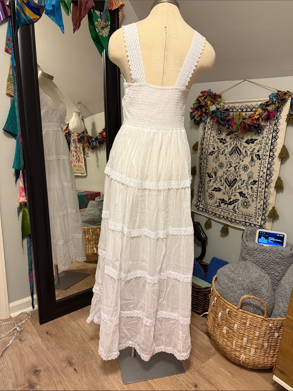 India Boutique White Lace-Trim Maxi Dress - Picture 7 of 8